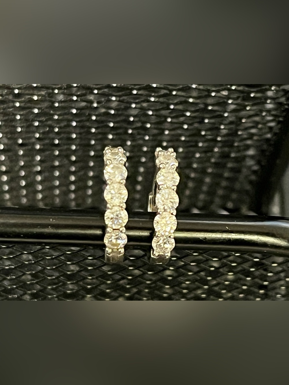 Sterling Silver 1.20 CTW Moissanite Huggie Hoop Earrings | 3mm Stones